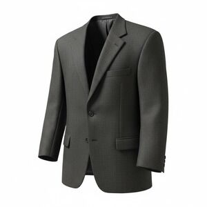Monsieur Givenchy Wool Blazer Sport Coat Gray Plaid Mens Size 46 Regular